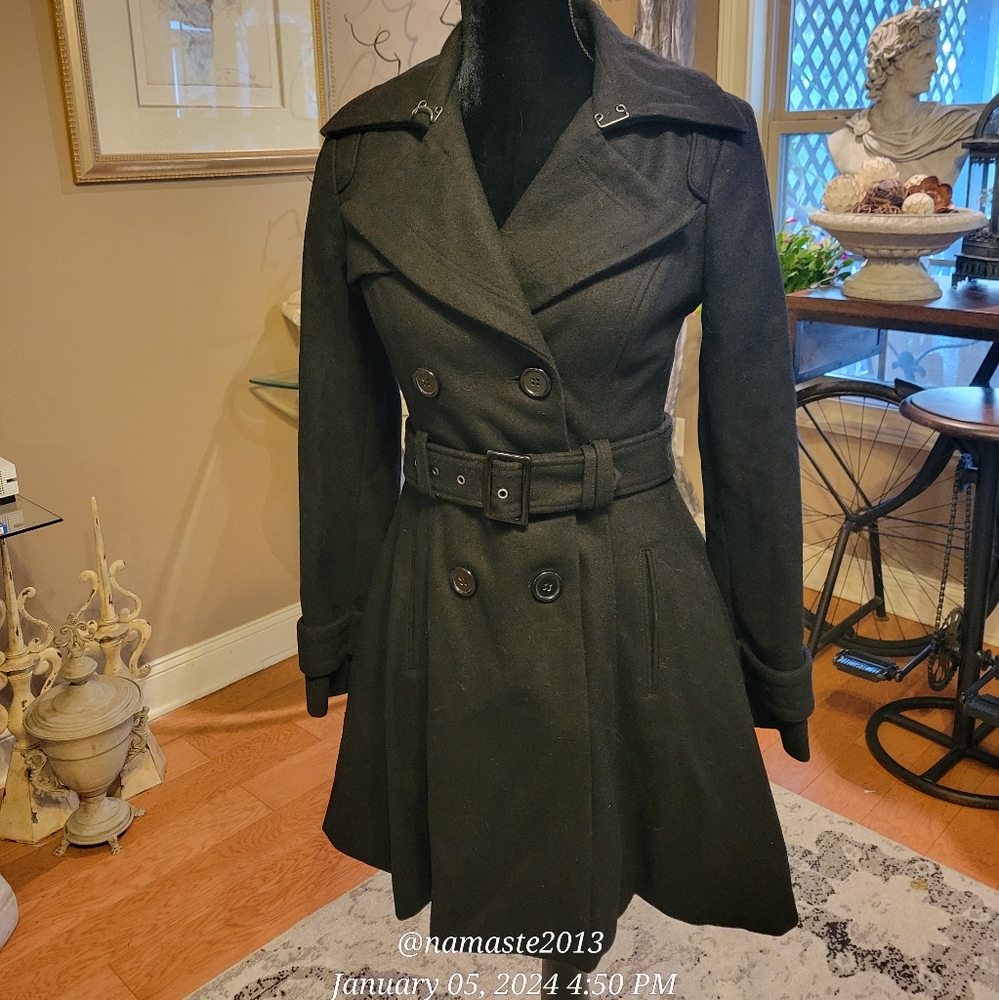 Bebe Wool Blend Pea Coat Winter Jacket Designer #682